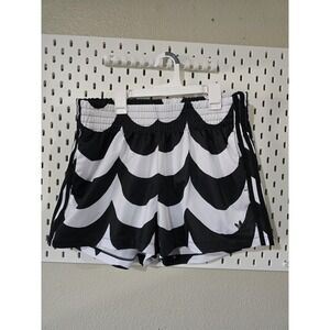 Adidas x Marimekko PRIMEGREEN Wave-Print Black and White Pockets Running Shorts